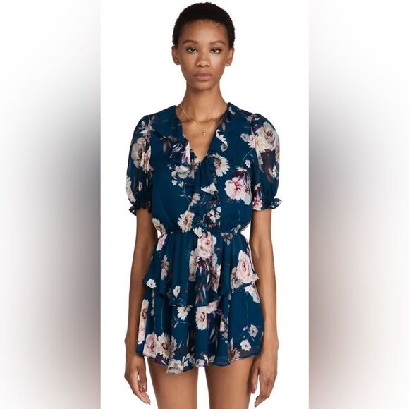 NWT Yumi Kim Fit and Flare Ruffle Floral Dress - Joy Ride Ink - Picture 1 of 4